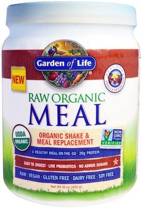 RAW Organic Meal, Shake and Meal Replacement, Vanilla Spiced Chai, 16 oz (455 g) by Garden of Life, 補充劑，代餐奶昔 HK 香港