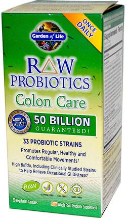 RAW Probiotics, Colon Care, 30 Veggie Caps (Ice) by Garden of Life, 補充劑，益生菌，排毒，結腸清洗 HK 香港