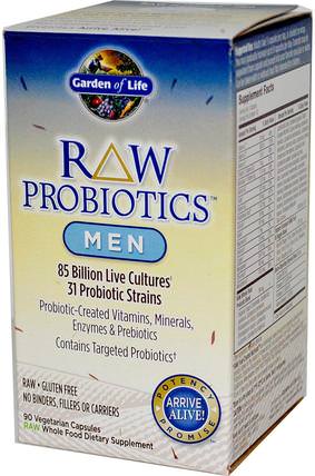 RAW Probiotics, Men, 90 Veggie Caps (Ice) by Garden of Life, 健康，男性，補品，益生菌 HK 香港