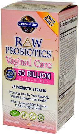 RAW Probiotics, Vaginal Care, 30 Veggie Caps (Ice) by Garden of Life, 健康，女性，補品，益生菌 HK 香港
