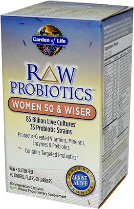 RAW Probiotics, Women 50 & Wiser, 90 Veggie Caps (Ice) by Garden of Life, 健康，女性，補品，益生菌 HK 香港