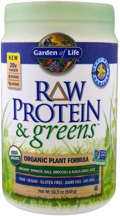 Raw Protein & Greens, Orgnic Plant Formula, Real Raw Vanilla, 19.3 oz (548 g) by Garden of Life, 補品，蛋白質，超級食品，綠色蔬菜 HK 香港