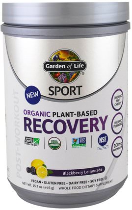 Sport, Organic Plant-Based Recovery, Blackberry Lemonade, 15.7 oz (446 g) by Garden of Life, 運動，運動 HK 香港