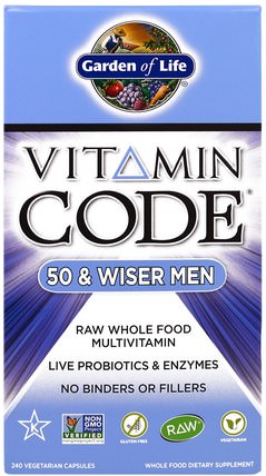 Vitamin Code, 50 & Wiser Men, 240 Vegetarian Capsules by Garden of Life, 維生素，男性多種維生素 - 老年人 HK 香港