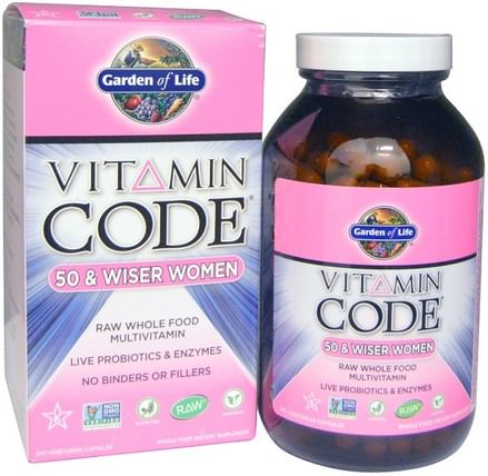 Vitamin Code, 50 & Wiser Women, Raw Whole Food Multivitamin, 240 Veggie Caps by Garden of Life, 維生素，女性多種維生素 - 老年人 HK 香港