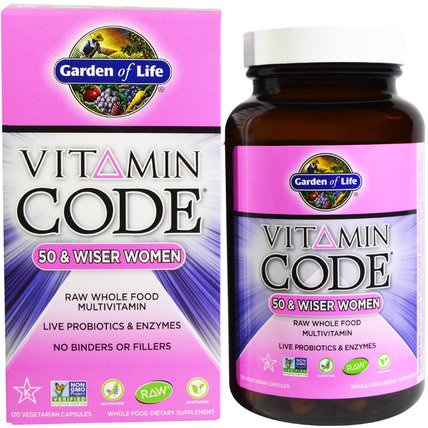 Vitamin Code, 50 & Wiser Women, Raw Whole Food Multivitamin, 120 Veggie Caps by Garden of Life, 維生素，女性多種維生素 - 老年人 HK 香港