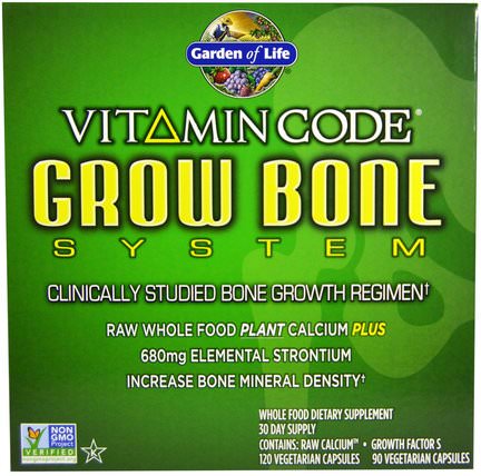 Vitamin Code, Grow Bone System, 2 Part Program by Garden of Life, 健康，骨骼，骨質疏鬆症 HK 香港