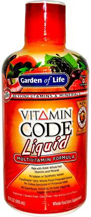 Vitamin Code Liquid, Multivitamin Formula, Fruit Punch Flavor, 30 fl oz (900 ml) by Garden of Life, 維生素，液體多種維生素 HK 香港