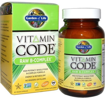 Vitamin Code, Raw B-Complex, 60 Vegan Caps by Garden of Life, 維生素，維生素b複合物 HK 香港