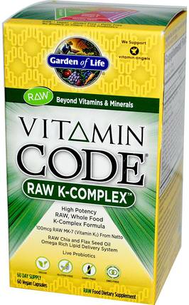 Vitamin Code, Raw K-Complex, 60 Veggie Caps by Garden of Life, 維生素，維生素K HK 香港