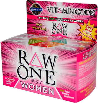 Vitamin Code, Raw One, Once Daily Raw Multi-Vitamin for Women, 75 UltraZorbe Veggie Caps by Garden of Life, 維生素，女性多種維生素 HK 香港