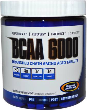 BCAA 6000, 180 Tablets by Gaspari Nutrition, 補充劑，氨基酸，bcaa（支鏈氨基酸），運動，運動 HK 香港