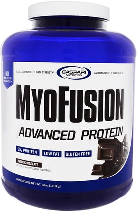 MyoFusion, Advanced Protein, Milk Chocolate, 4 lbs (1.81 kg) by Gaspari Nutrition, 補充劑，蛋白質，運動蛋白質，乳清蛋白 HK 香港