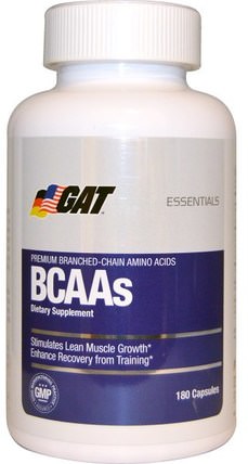 BCAAs, 180 Capsules by GAT, 補充劑，氨基酸，bcaa（支鏈氨基酸），運動，運動 HK 香港