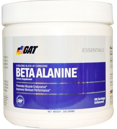 Beta Alanine, Unflavored, 200 g by GAT, 運動，鍛煉，肌肉 HK 香港