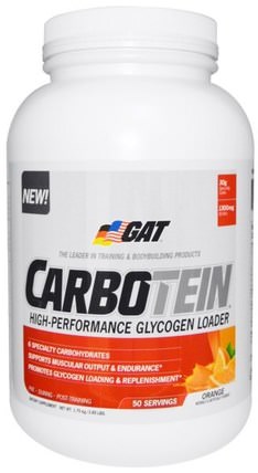 Carbotein, High Performance Glycogen Loader, Orange, 3.85 lbs (1.75 kg) by GAT, 運動，鍛煉，肌肉 HK 香港