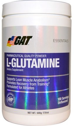 L-Glutamine, Unflavored, 17.6 oz (500 g) by GAT, 運動，肌肉 HK 香港
