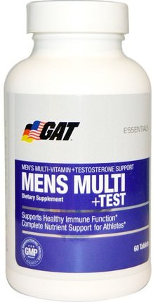 Mens Multi + Test, 60 Tablets by GAT, 維生素，男性多種維生素，男性，睾丸激素 HK 香港