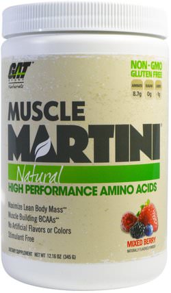 Muscle Martini, Natural, Mixed Berry, 12.16 oz (345 g) by GAT, 運動，肌肉 HK 香港