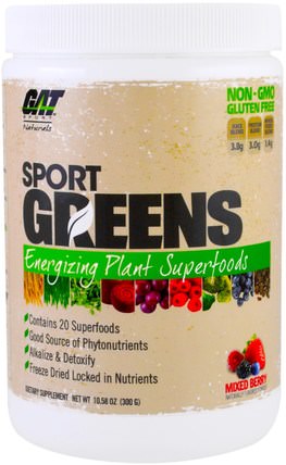 Naturals, Sport Greens, Energizing Plant Superfoods, Mixed Berry, 10.58 oz (300 g) by GAT, 補充劑，超級食品，orac抗氧化劑 HK 香港