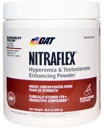 Nitraflex, Black Cherry, 10.6 oz (300 g) by GAT, 健康，能量，男人，睾丸激素 HK 香港