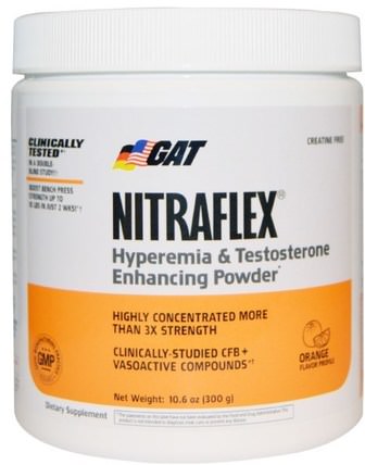Nitraflex, Orange, 10.6 oz (300 g) by GAT, 運動，鍛煉，男人，睾丸激素 HK 香港