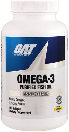 Omega-3, Lemon, 90 Softgels by GAT, 補充劑，efa omega 3 6 9（epa dha），魚油 HK 香港