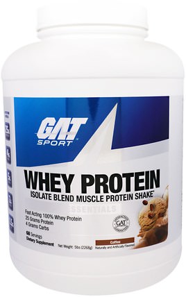 Whey Protein, Isolate Blend Muscle Protein Shake, Essentials, Coffee, 5 lbs (2268 g) by GAT, 補品，蛋白質，肌肉 HK 香港