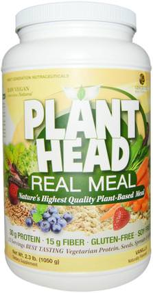 Plant Head, Real Meal, Vanilla, 2.3 lb (1050 g) by Genceutic Naturals, 補充劑，代餐奶昔 HK 香港