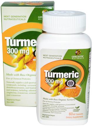 Turmeric, 300 mg, 60 NP Natural Capsules by Genceutic Naturals, 補充劑，抗氧化劑，薑黃素 HK 香港
