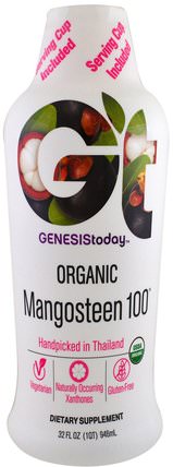 Organic Mangosteen 100, 32 fl oz (946 ml) by Genesis Today, 補品，水果提取物，超級水果，山竹果汁，日常營養 HK 香港