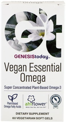 Vegan Essential Omega, 60 Vegetarian Soft Gels by Genesis Today, 補充劑，efa omega 3 6 9（epa dha），dha，epa HK 香港