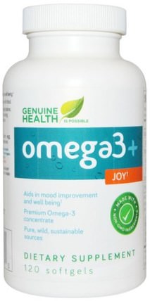 Omega3 + Joy, 120 Softgels by Genuine Health Corporation, 健康，心情 HK 香港