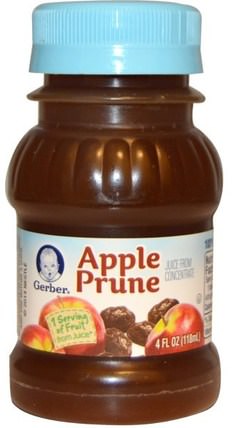 100% Juice, Apple Prune, 4 fl oz (118 ml) by Gerber, 食品，咖啡茶和飲料，兒童健康，兒童食品 HK 香港