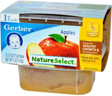 1st Foods, NatureSelect, Apples, 2 Packs, 2.5 oz (71 g) Each by Gerber, 兒童健康，兒童食品，嬰兒餵養，食物 HK 香港