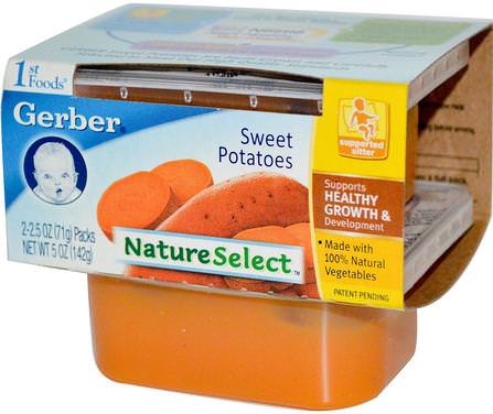 1st Foods, NatureSelect, Sweet Potatoes, 2 Packs, 2.5 oz (71 g) Each by Gerber, 兒童健康，兒童食品，嬰兒餵養，食物 HK 香港