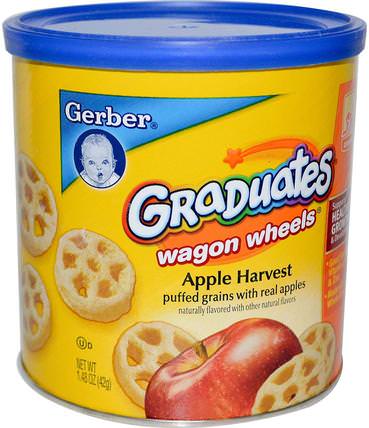 Graduates Finger Foods, Apple Harvest Wagon Wheels, 1.48 oz (42 g) by Gerber, 兒童健康，嬰兒餵養，畢業生，幼兒小吃 HK 香港