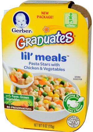 Graduates for Toddlers, Lil Meals, Pasta Stars with Chicken & Vegetables, 6 oz (170 g) by Gerber, 兒童健康，兒童食品，畢業生 HK 香港