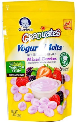 Graduates, Yogurt Melts, Mixed Berries, 1.0 oz (28 g) by Gerber, 兒童健康，嬰兒餵養，畢業生，幼兒小吃 HK 香港