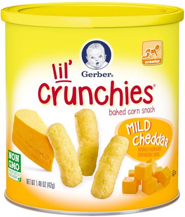 Lil Crunchies, Crawler, Mild Cheddar, 1.48 oz (42 g) by Gerber, 兒童健康，嬰兒餵養，畢業生，幼兒小吃 HK 香港
