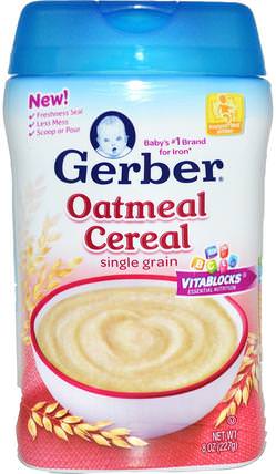 Oatmeal Cereal, Single Grain, 8 oz (227 g) by Gerber, 兒童健康，兒童食品，嬰兒餵養，嬰兒穀物 HK 香港