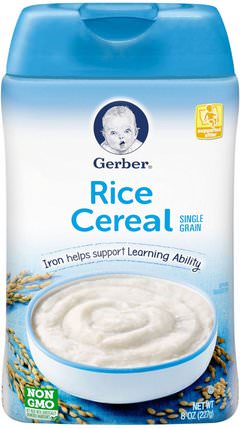 Rice Cereal, Single Grain, 8 oz (227 g) by Gerber, 兒童健康，兒童食品，嬰兒餵養，嬰兒穀物 HK 香港