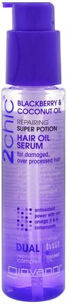 2Chic, Repairing Super Potion Hair Oil Serum, Blackberry & Coconut Oil, 2.75 fl oz (81 ml) by Giovanni, 洗澡，美容，頭髮，頭皮 HK 香港
