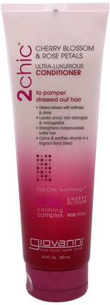 2Chic, Ultra-Luxurious Conditioner, to Pamper Stressed Out Hair, Cherry Blossom & Rose Petals, 8.5 fl oz (250 ml) by Giovanni, 洗澡，美容，頭髮，頭皮 HK 香港