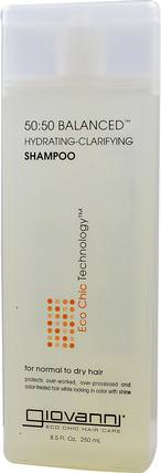 50:50 Balanced Hydrating-Clarifying Shampoo, 8.5 fl oz (250 ml) by Giovanni, 洗澡，美容，洗髮水，頭髮，頭皮，護髮素 HK 香港