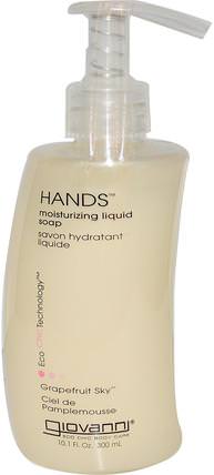 Hands, Moisturizing Liquid Soap, Grapefruit Sky, 10.1 fl oz (300 ml) by Giovanni, 洗澡，美容，肥皂 HK 香港