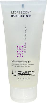 More Body, Hair Thickener, Volumizing Styling Gel, 6.8 fl oz (200 ml) by Giovanni, 洗澡，美容，髮型定型凝膠 HK 香港