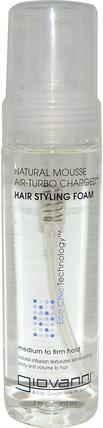Natural Mousse Air-Turbo Charged, Hair Styling Foam, 7 fl oz (207 ml) by Giovanni, 洗澡，美容，髮型定型凝膠 HK 香港