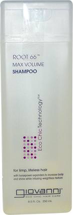 Root 66, Max Volume Shampoo, 8.5 fl oz (250 ml) by Giovanni, 洗澡，美容，洗髮水，頭髮，頭皮，護髮素 HK 香港