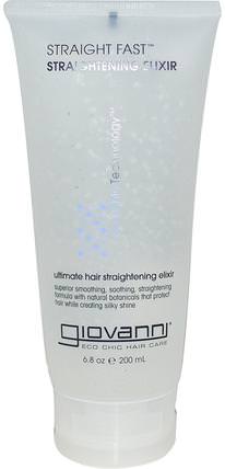Straight Fast, Straightening Elixir, 6.8 oz (200 ml) by Giovanni, 洗澡，美容，髮型定型凝膠 HK 香港